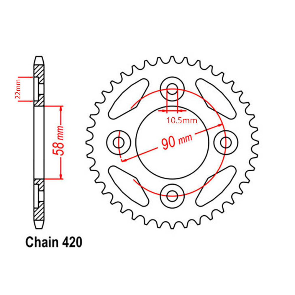 REAR SPROCKET - STEEL 37T 420P GROM 22-23 10mm HOLE