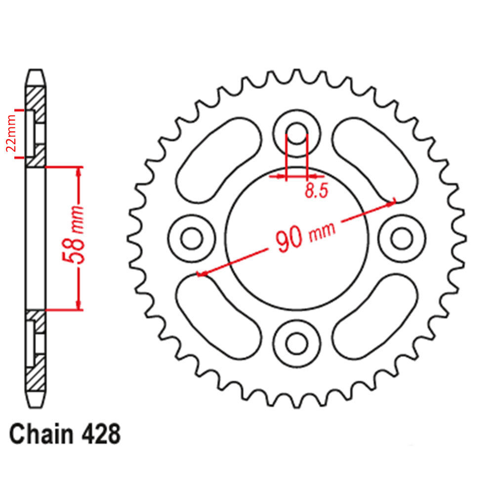 REAR SPROCKET - STEEL 39T 428P