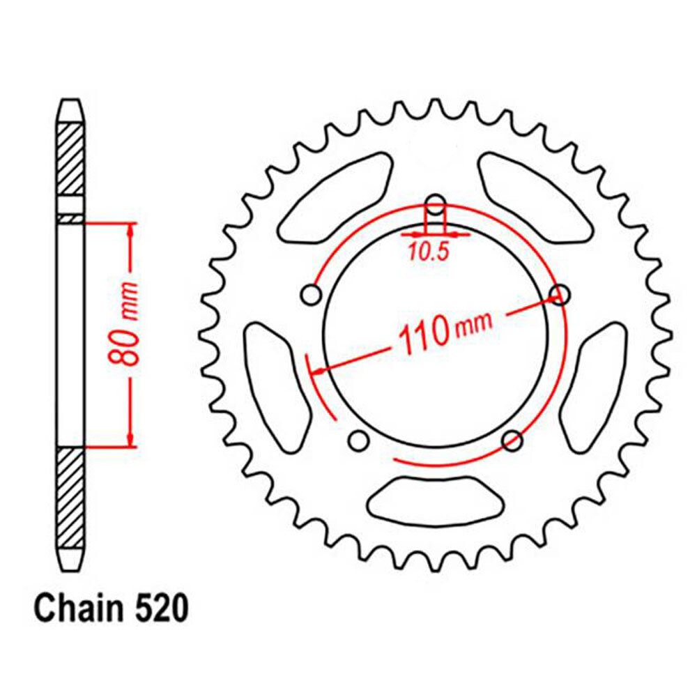 REAR SPROCKET - STEEL 38T 520P