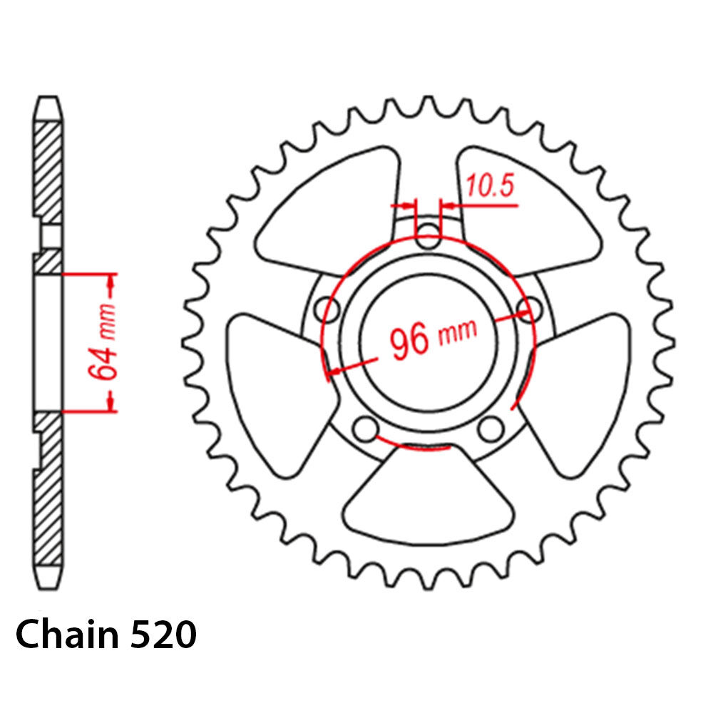 REAR SPROCKET - STEEL 47T 520P