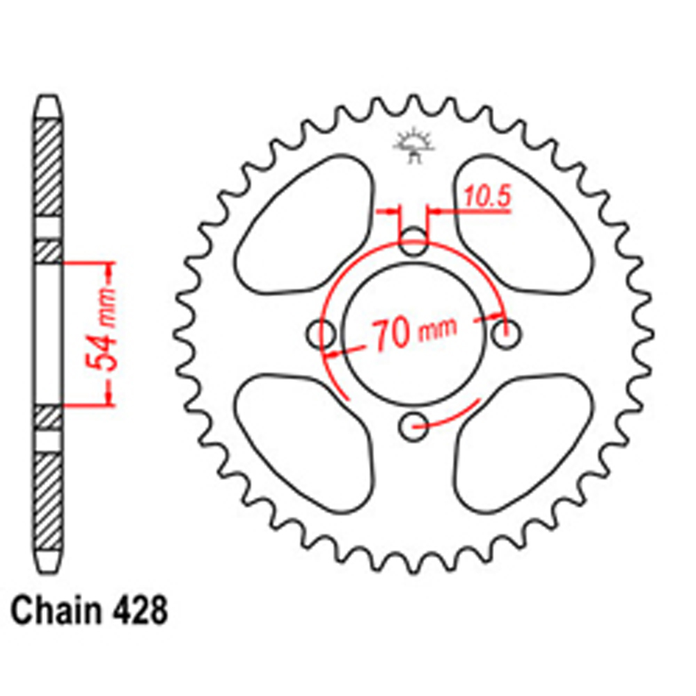 REAR SPROCKET - STEEL 42T 428P