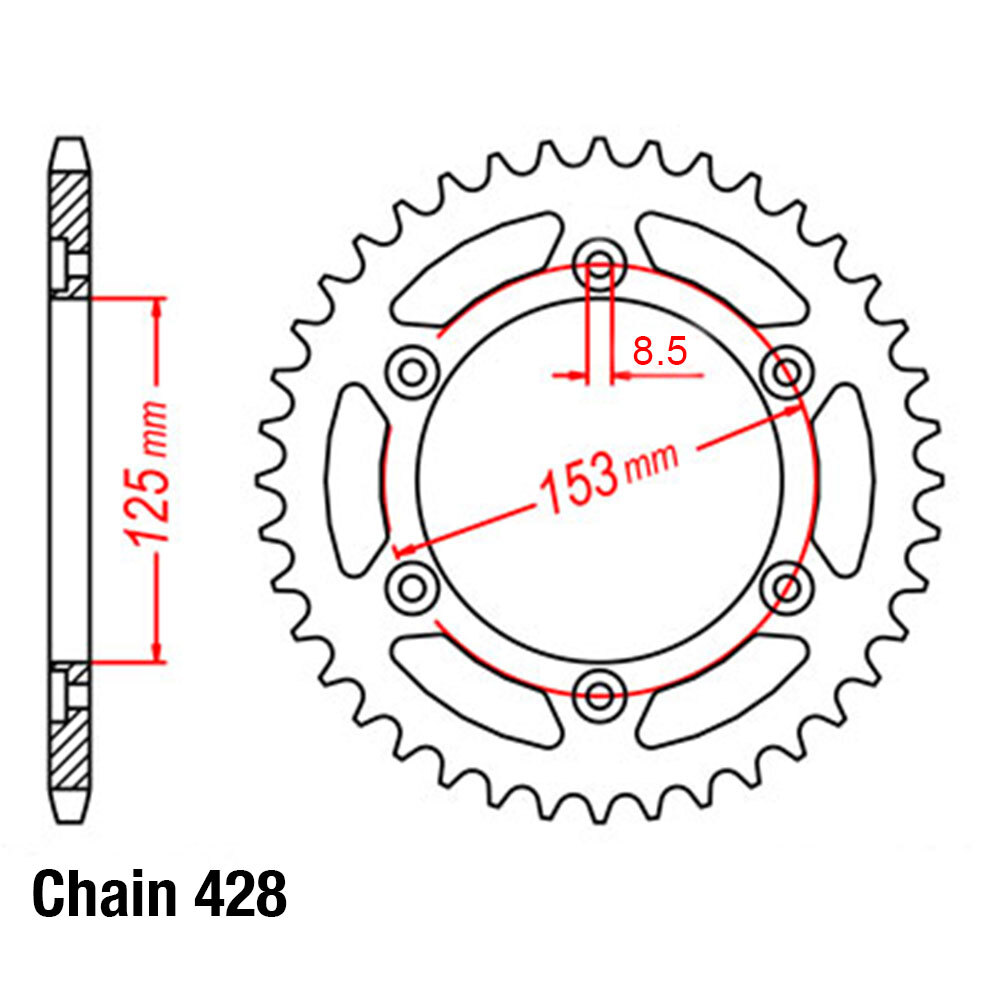 REAR SPROCKET - STEEL 49T 428P