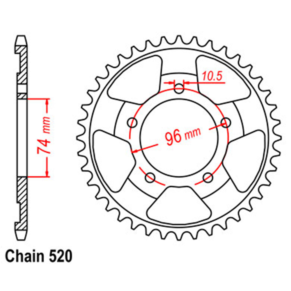 REAR SPROCKET - STEEL 41T 520P