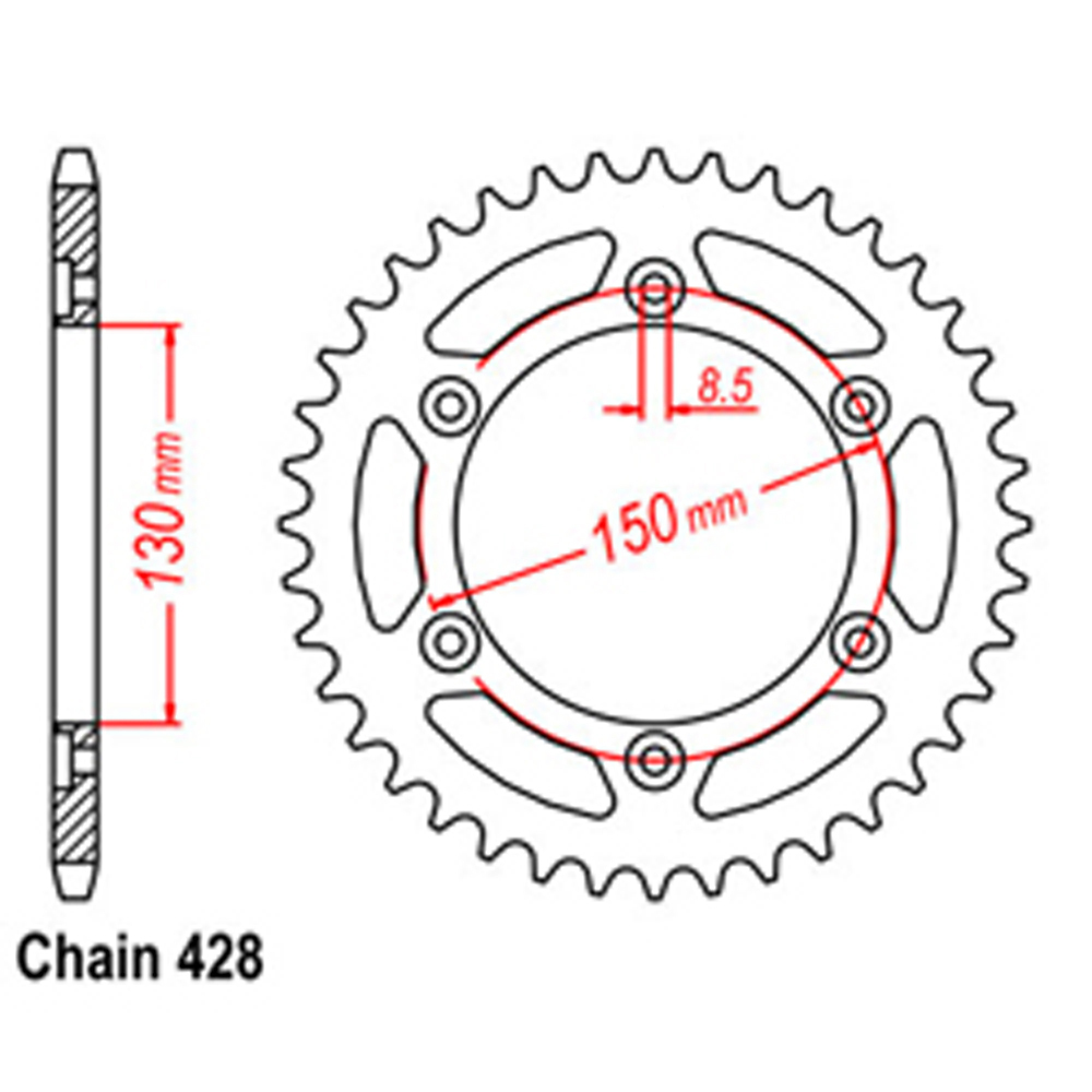 REAR SPROCKET - STEEL 54T 428P