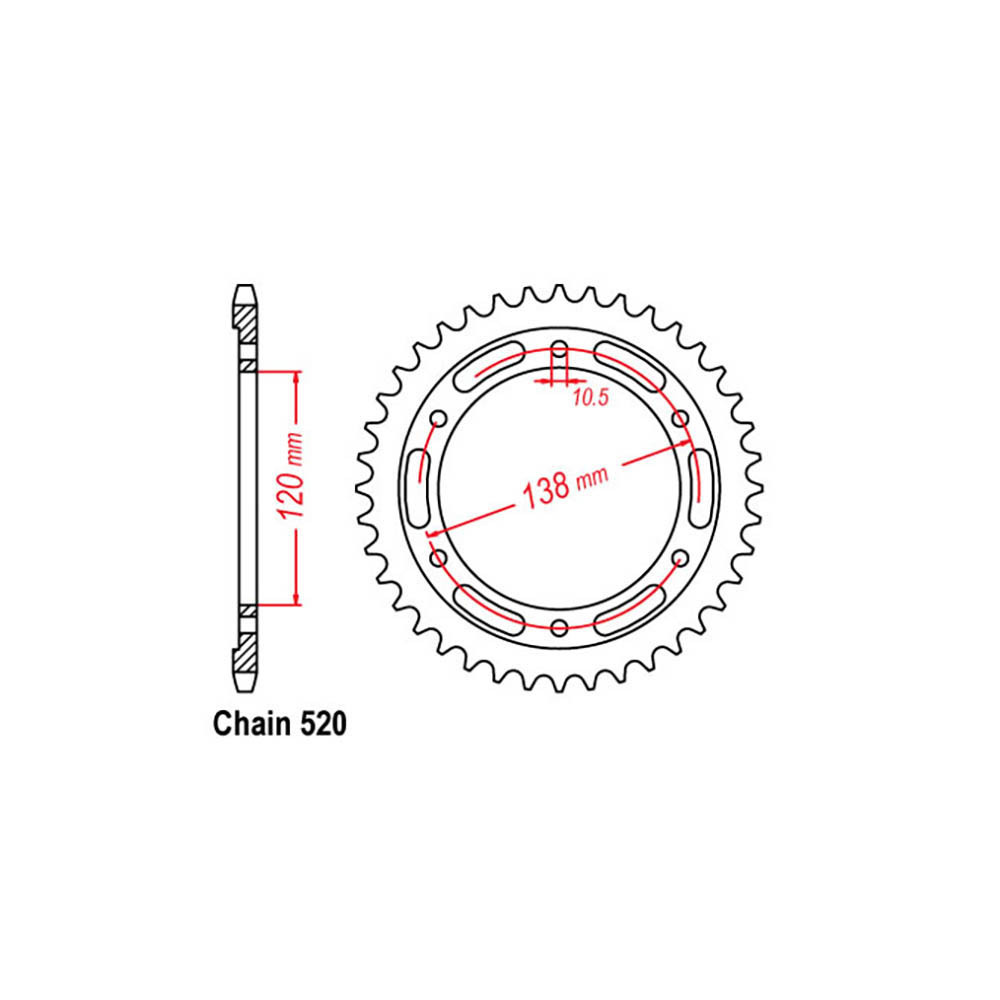 REAR SPROCKET - STEEL 36T 520P