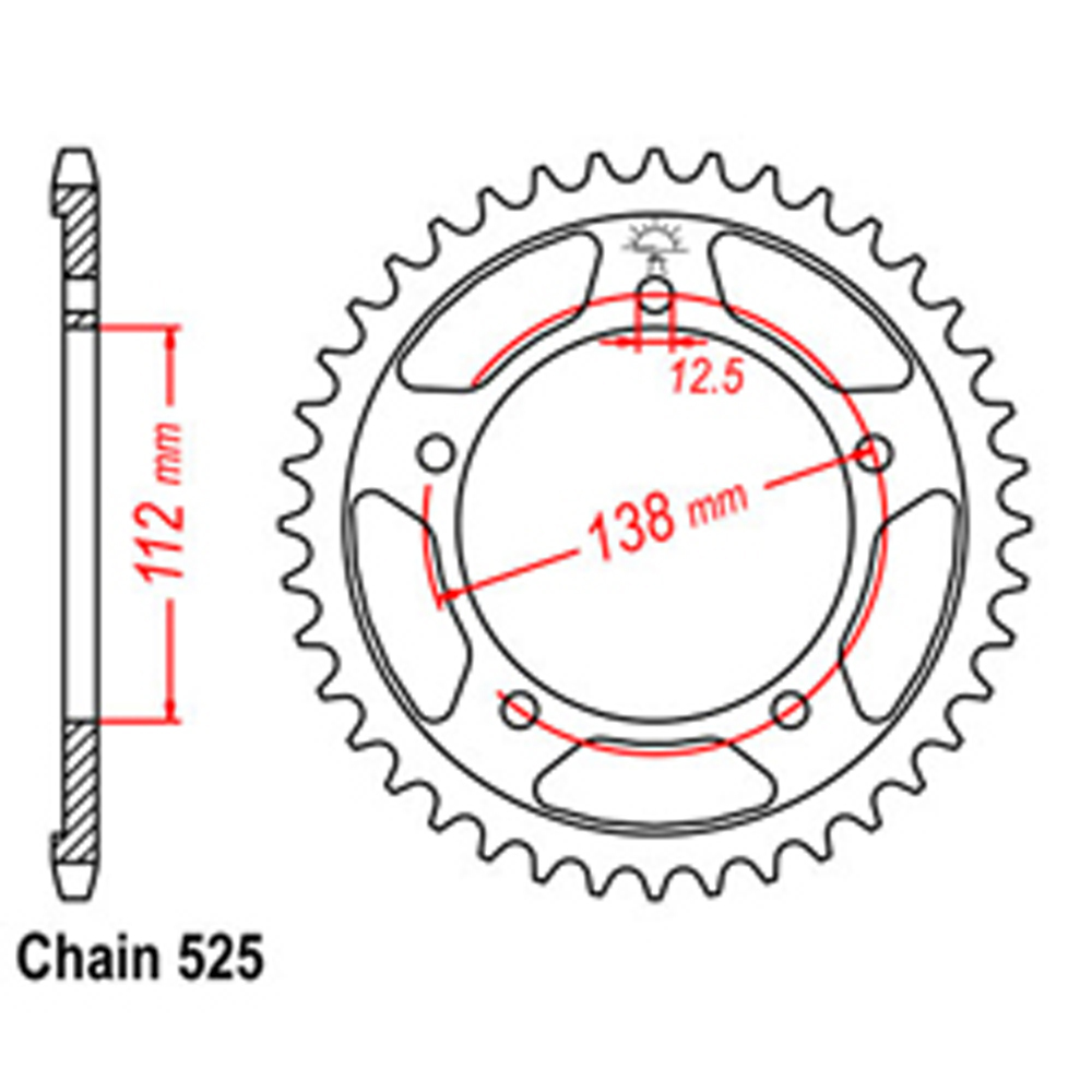 REAR SPROCKET - STEEL 43T 525P