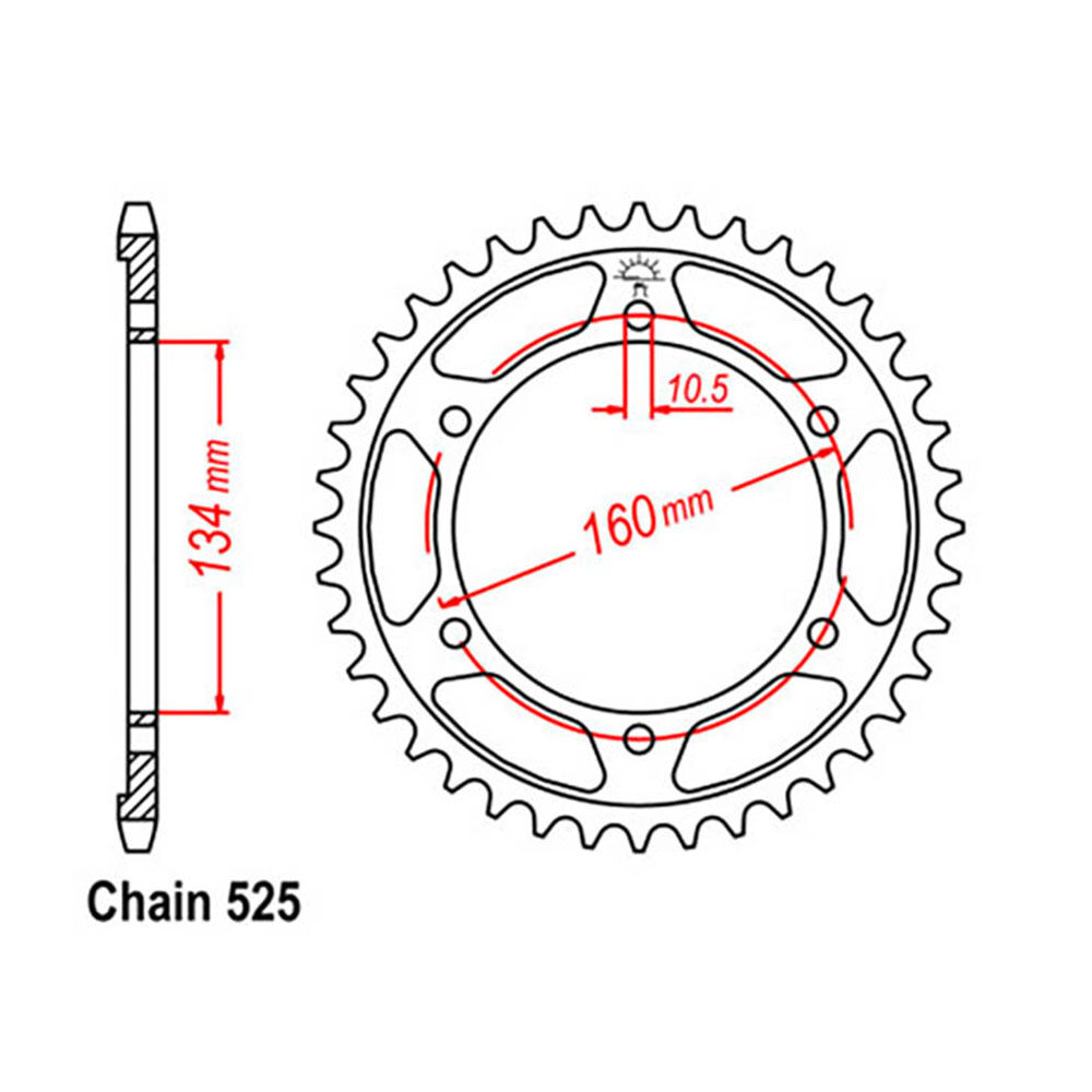 REAR SPROCKET - STEEL 41T 525P