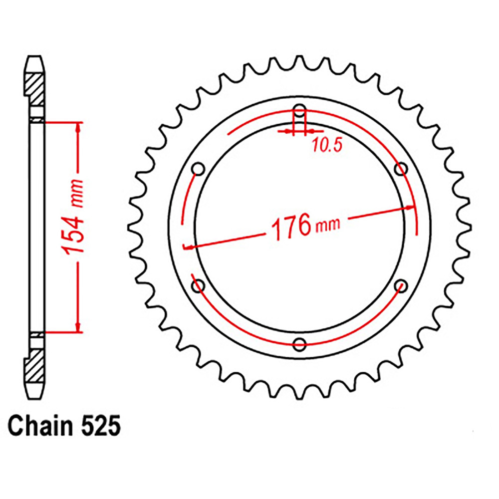 REAR SPROCKET - STEEL 44T 525P (NEW 2020)