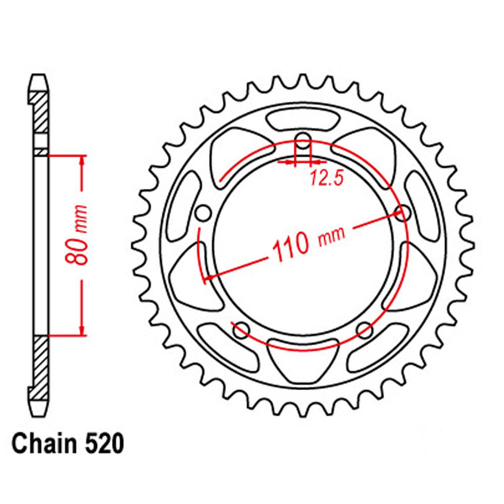 REAR SPROCKET - STEEL 45T 520P