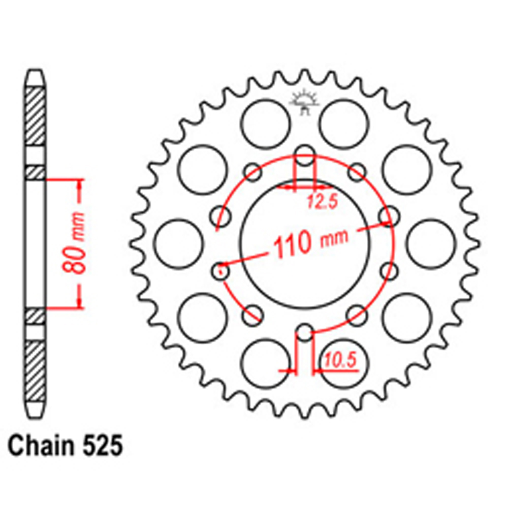 REAR SPROCKET - STEEL 40T 525P D/D