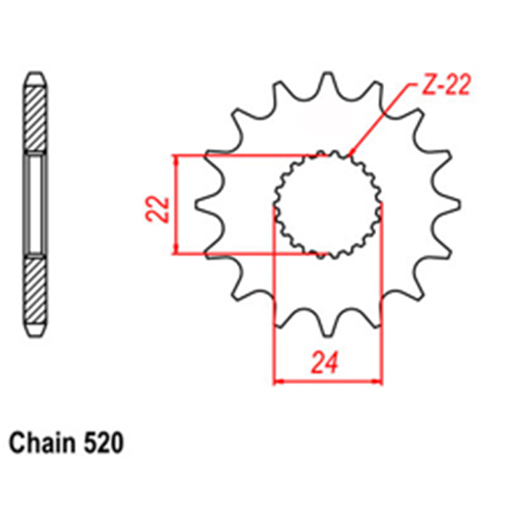 FRONT SPROCKET - STEEL 15T 520P