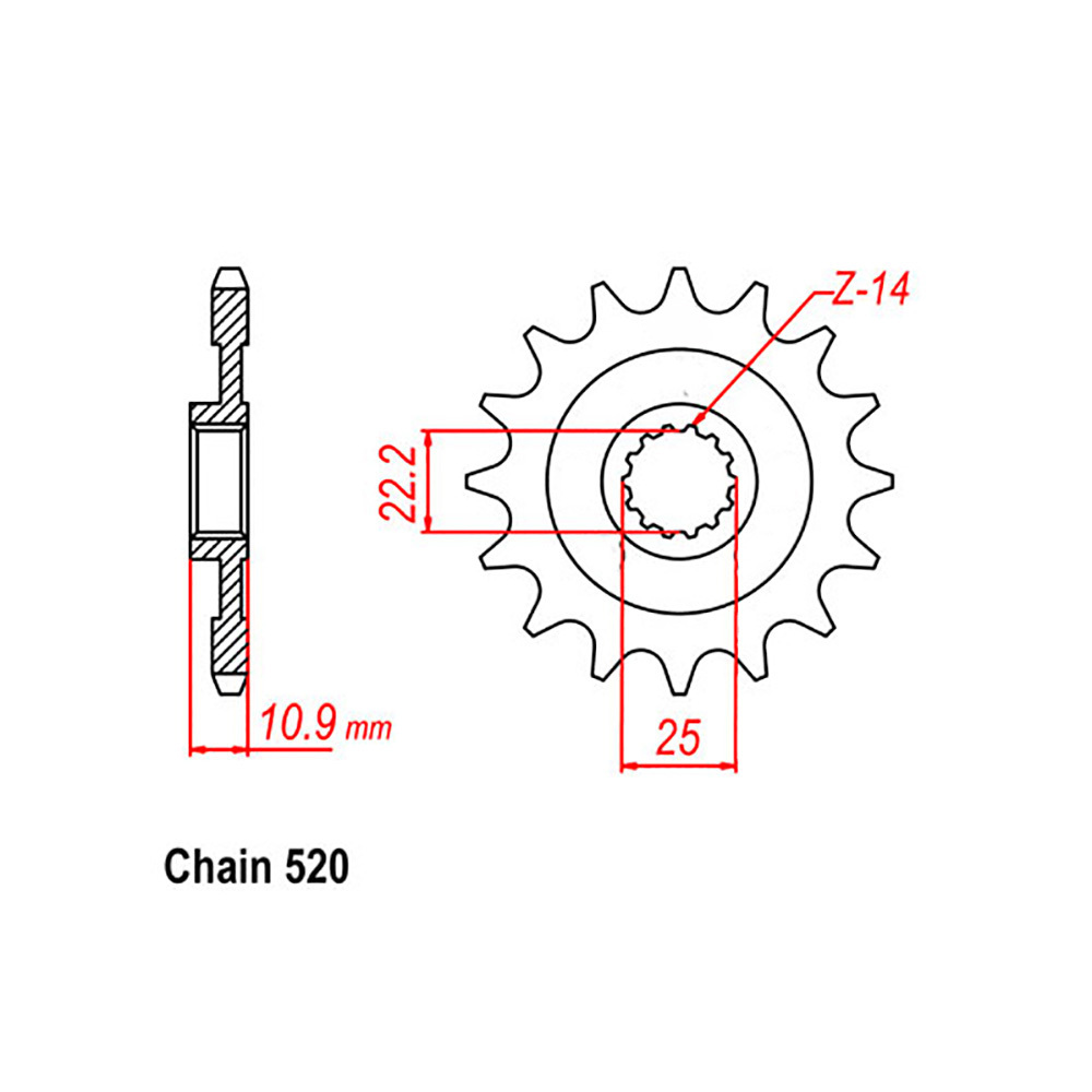 FRONT SPROCKET - STEEL 14T 520P