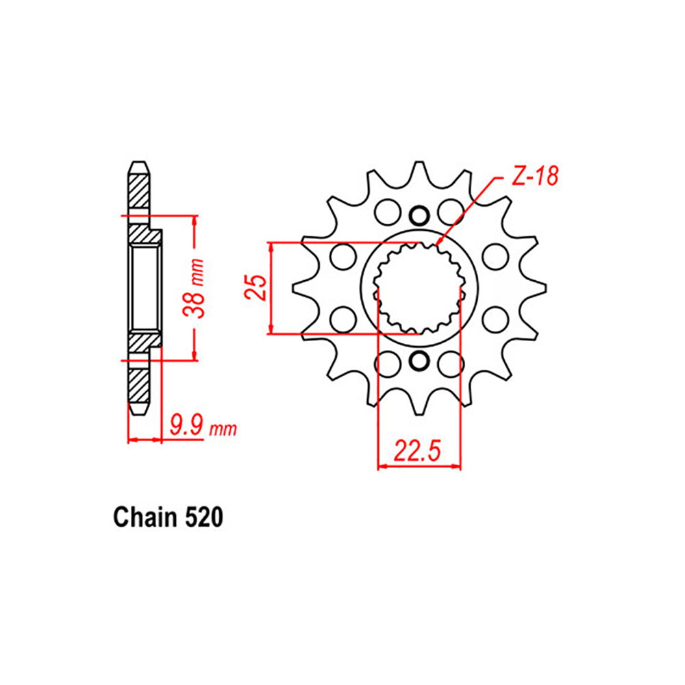 FRONT SPROCKET - STEEL 15T 520P