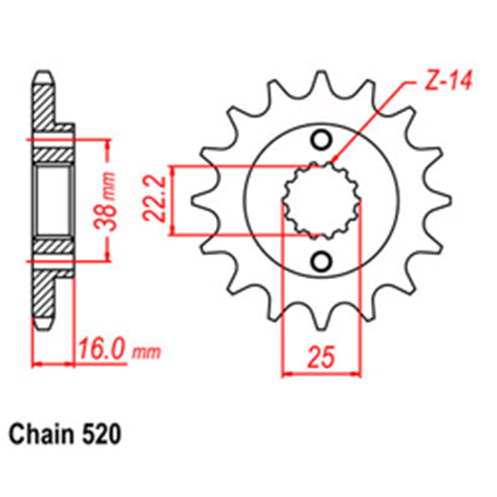 FRONT SPROCKET - STEEL 14T 520P