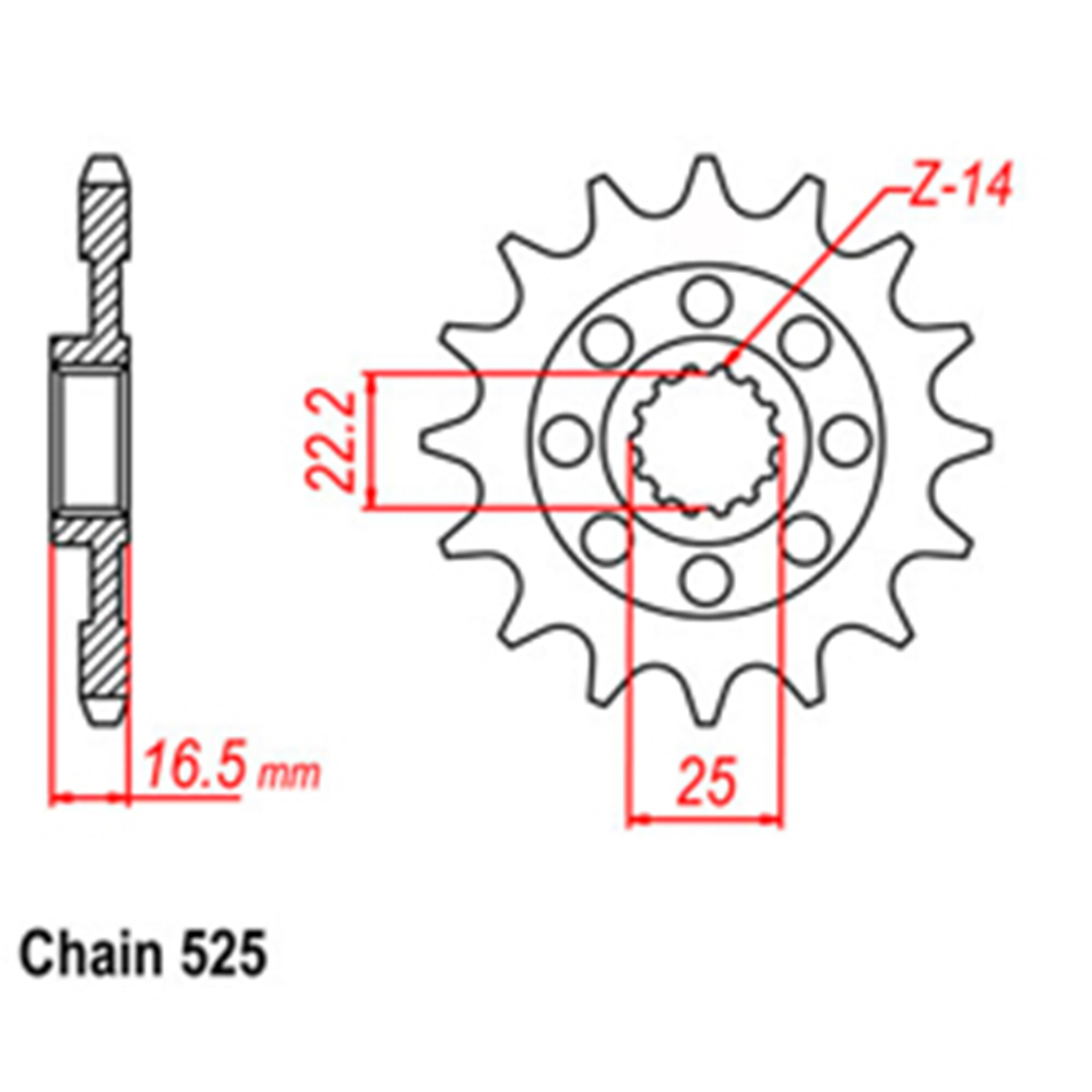 FRONT SPROCKET - STEEL 15T 525P