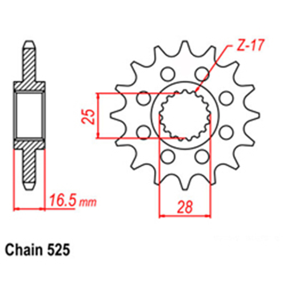 FRONT SPROCKET - STEEL 16T 525P