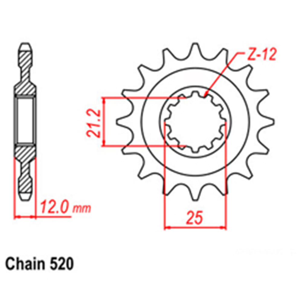 FRONT SPROCKET - STEEL 13T 520P