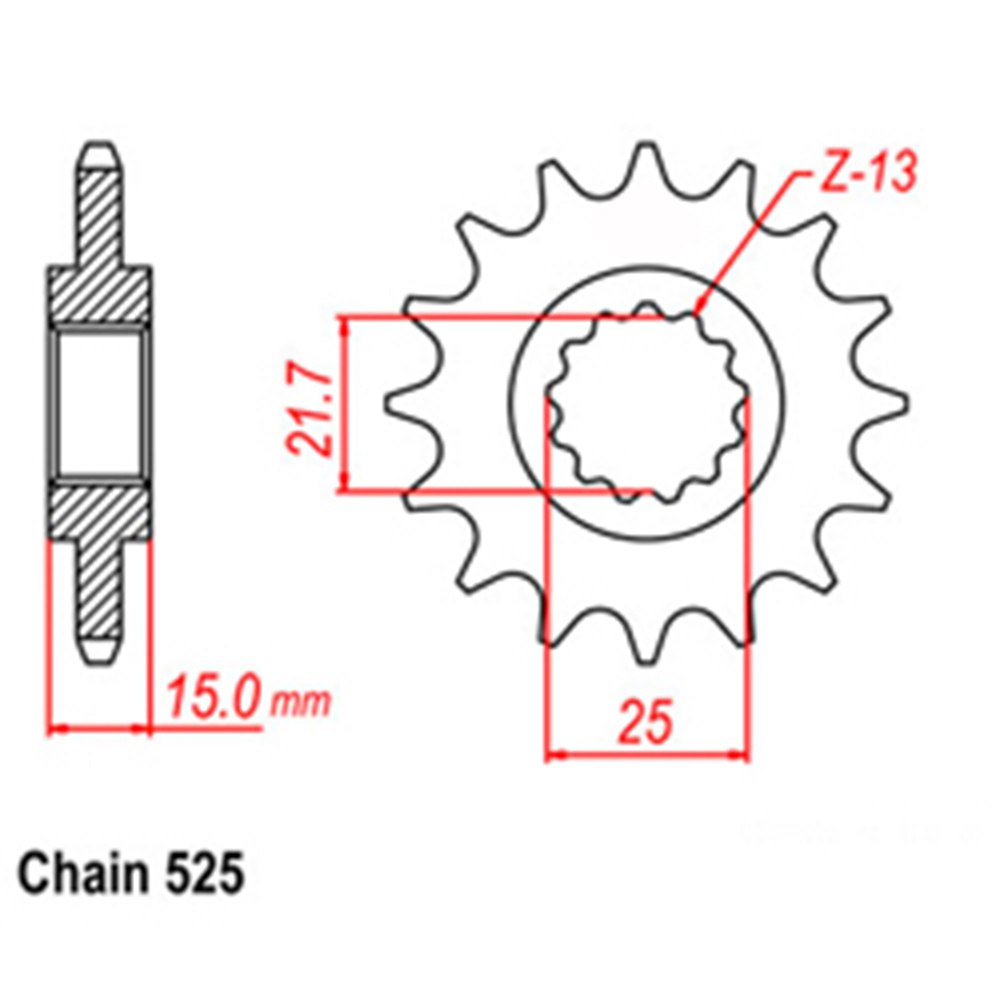 FRONT SPROCKET - STEEL 15T 525P