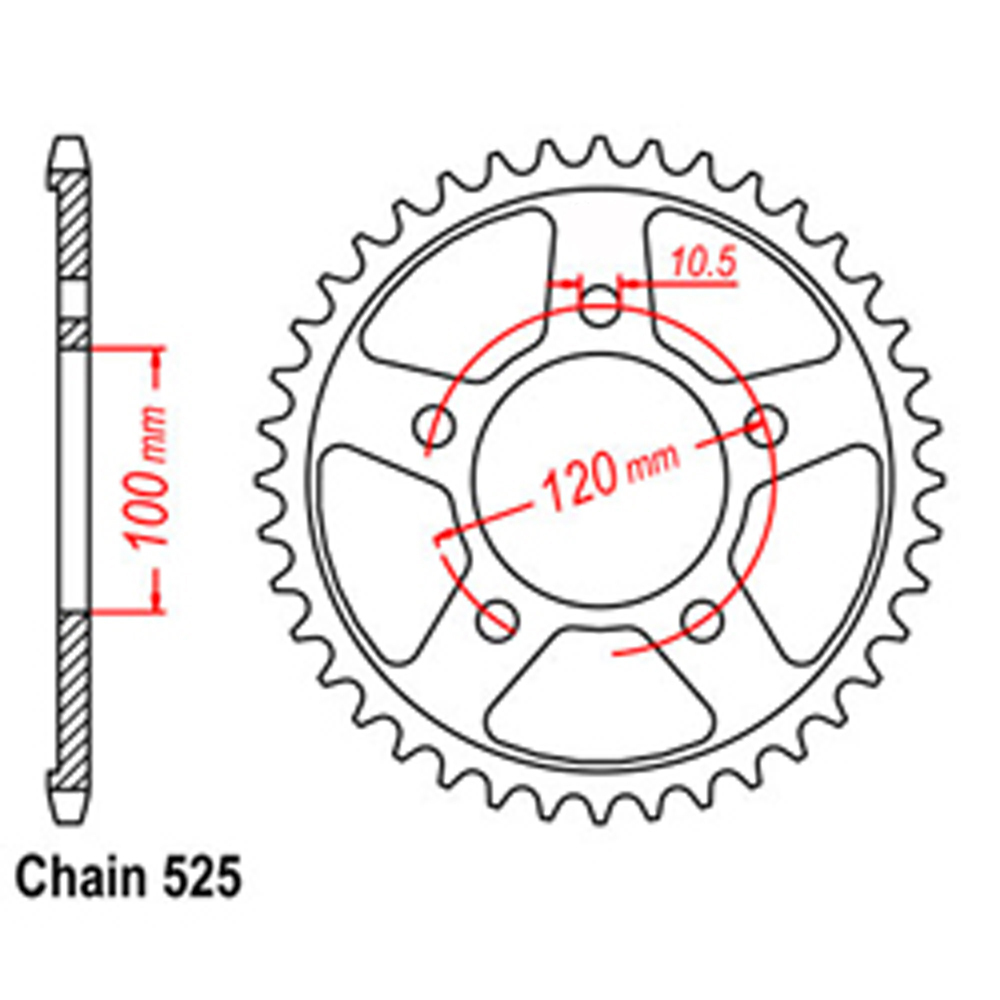 REAR SPROCKET - STEEL 41T 525P