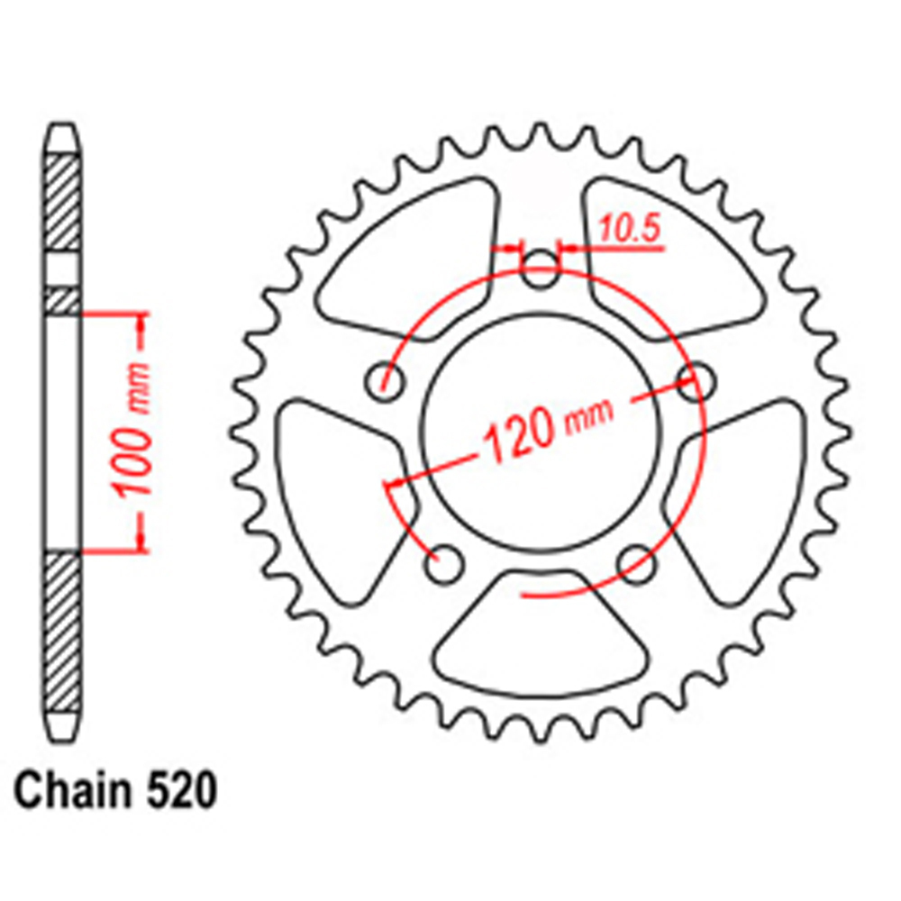 REAR SPROCKET - STEEL 40T 520P