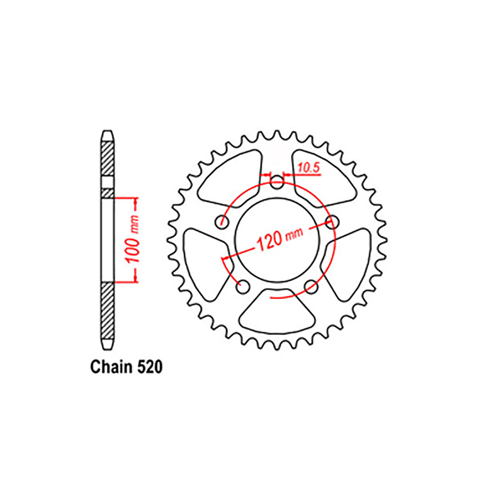 REAR SPROCKET - STEEL 47T 520P