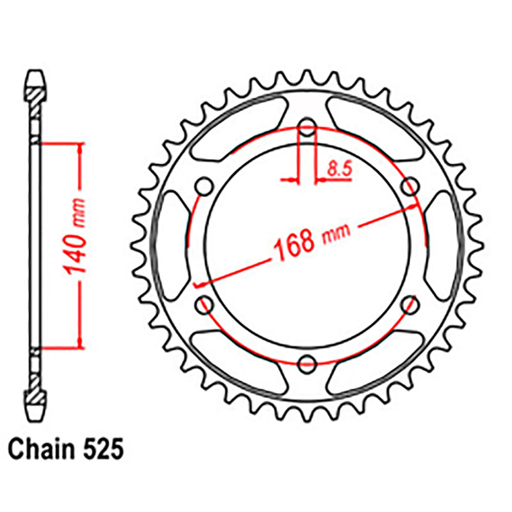 REAR SPROCKET - STEEL 41T 525P ALT-B03