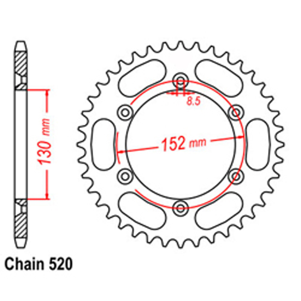 REAR SPROCKET - STEEL 51T 520P