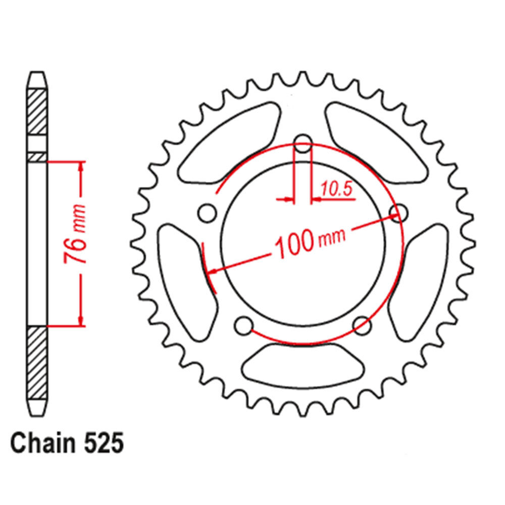 REAR SPROCKET - STEEL 42T 525P