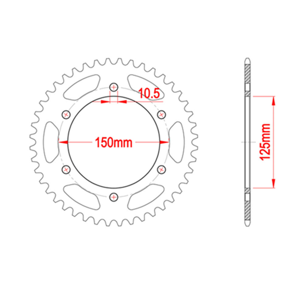 REAR SPROCKET - STEEL 44T 525P
