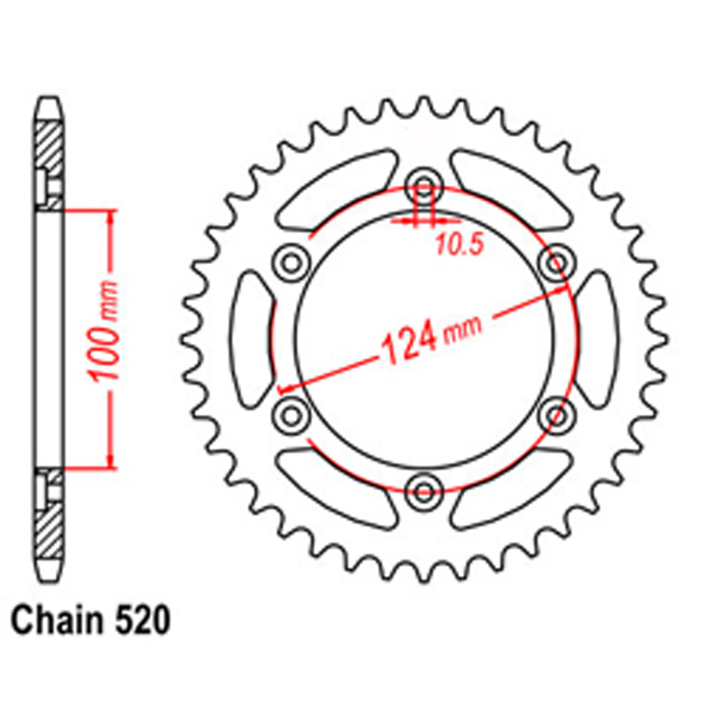 REAR SPROCKET - STEEL 43T 520P