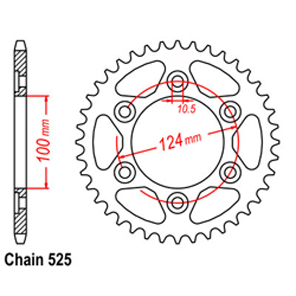 REAR SPROCKET - STEEL 38T 525P