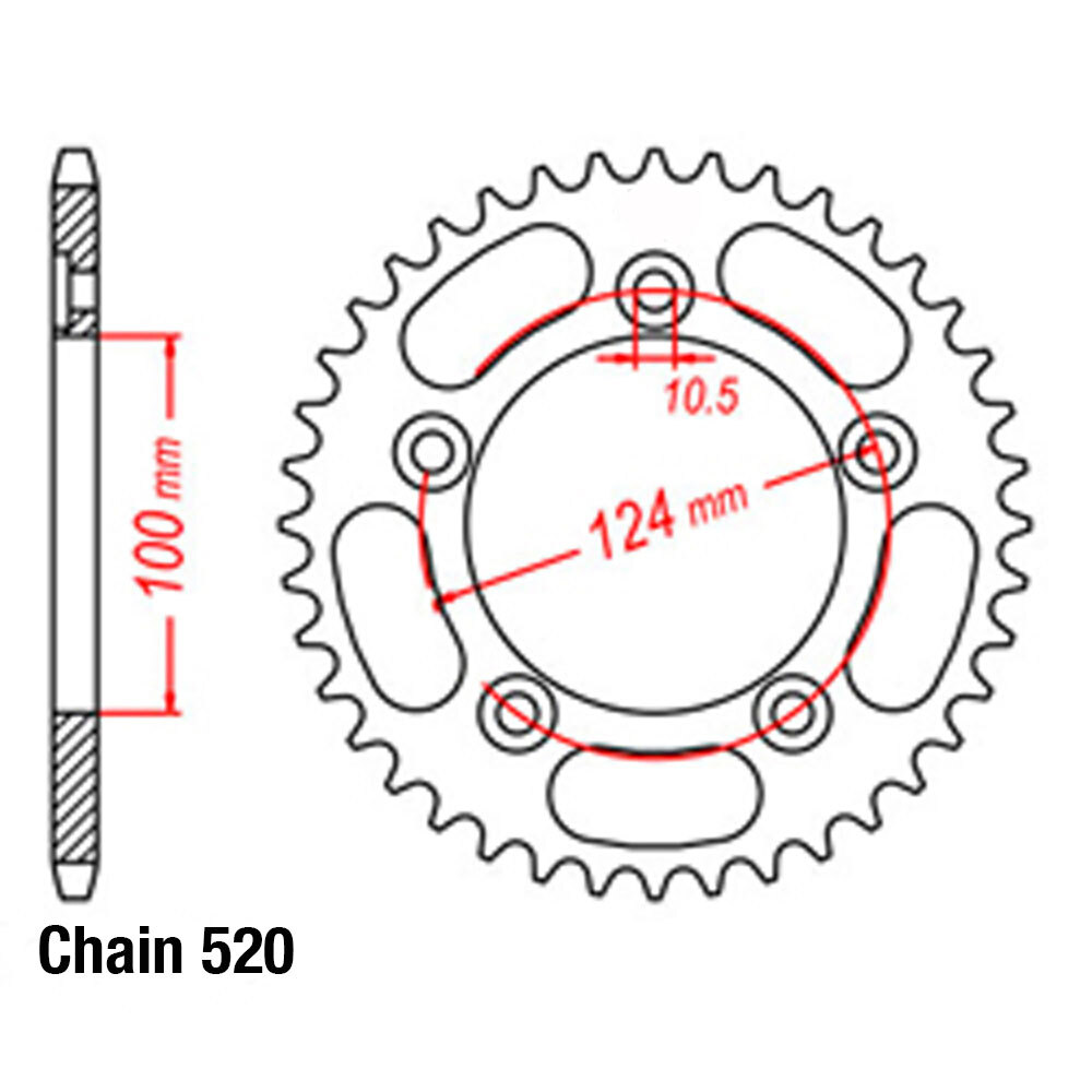 REAR SPROCKET - STEEL 43T 520P