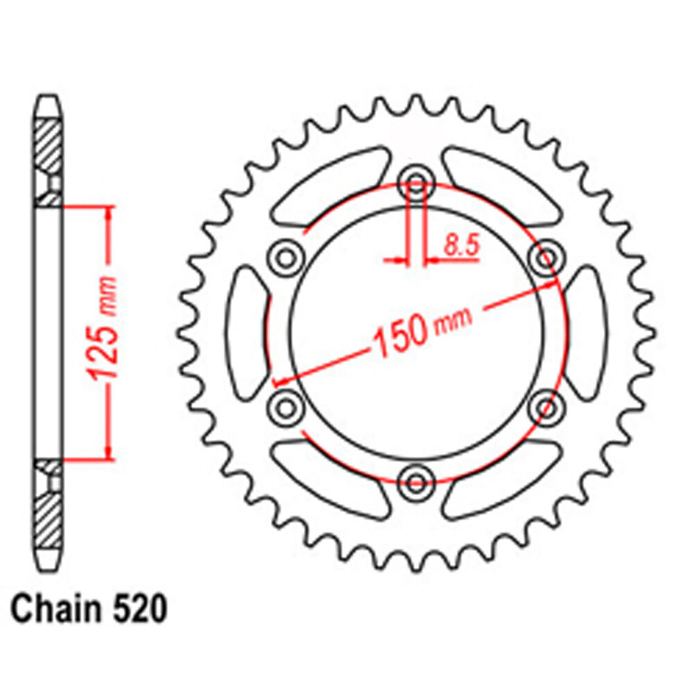 REAR SPROCKET - STEEL 51T 520P