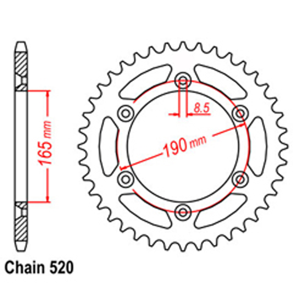 REAR SPROCKET - STEEL 52T 520P