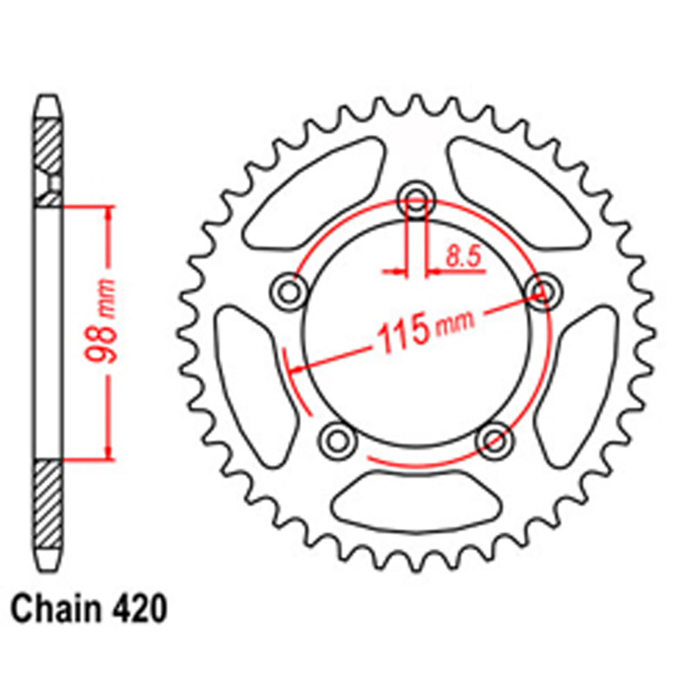 REAR SPROCKET - STEEL 50T 420P