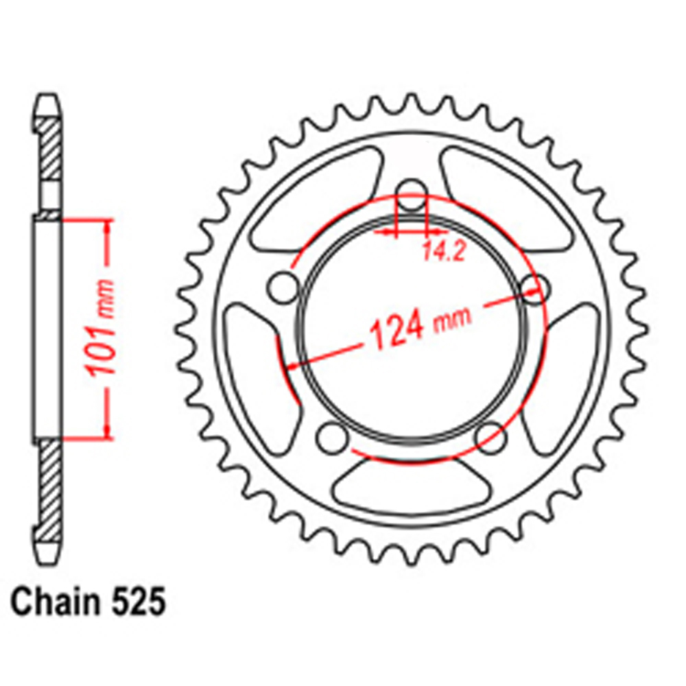 REAR SPROCKET - STEEL 38T 525P