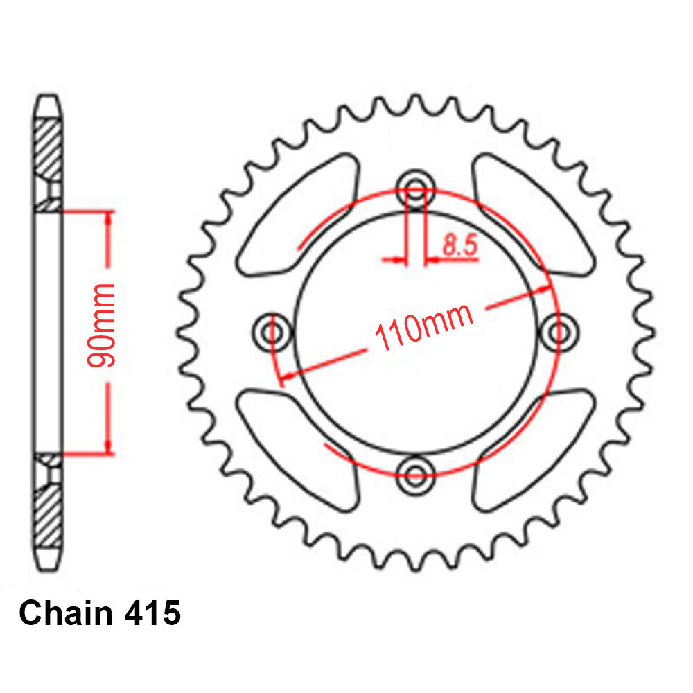 REAR SPROCKET - STEEL 40T 415P