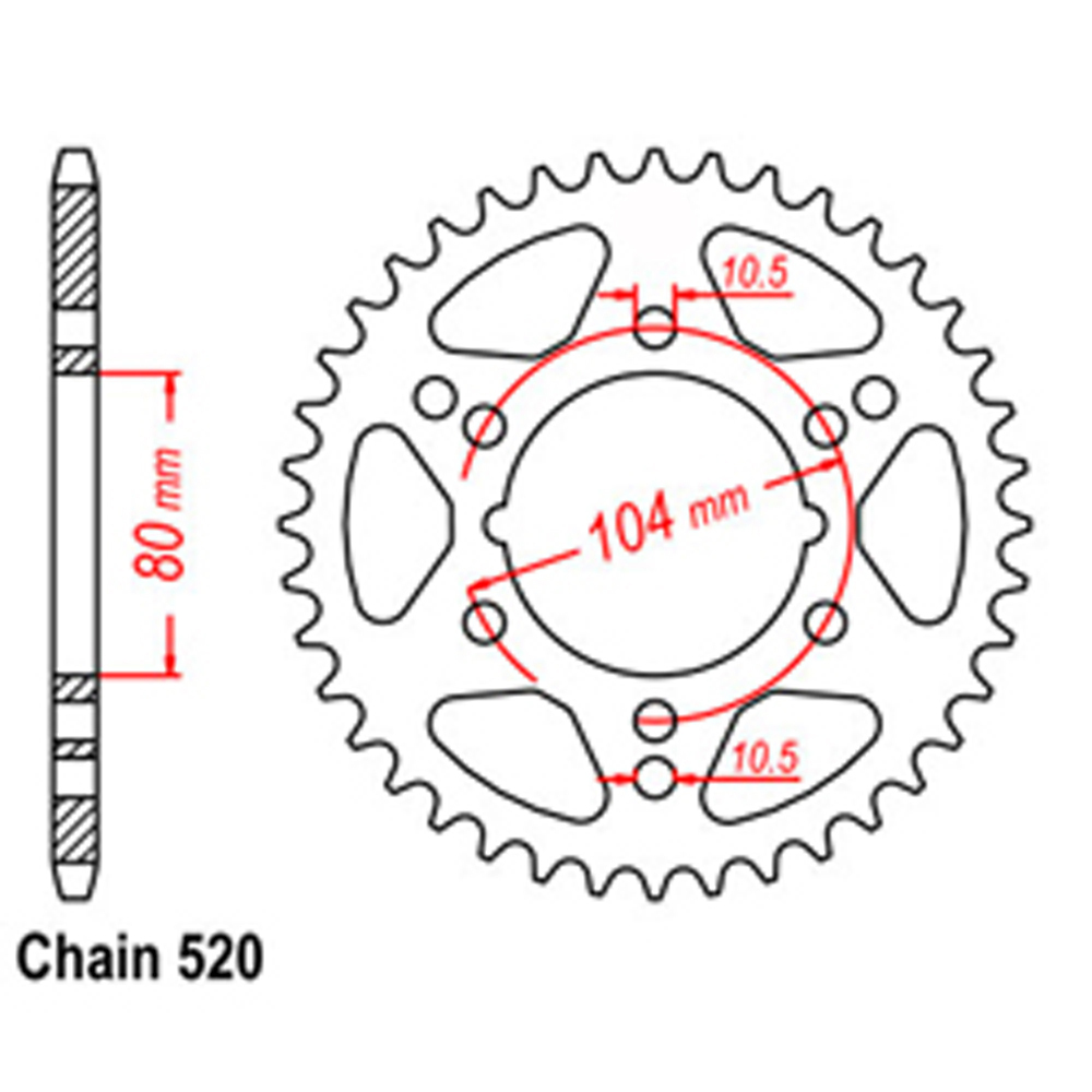 REAR SPROCKET - STEEL 40T 520P