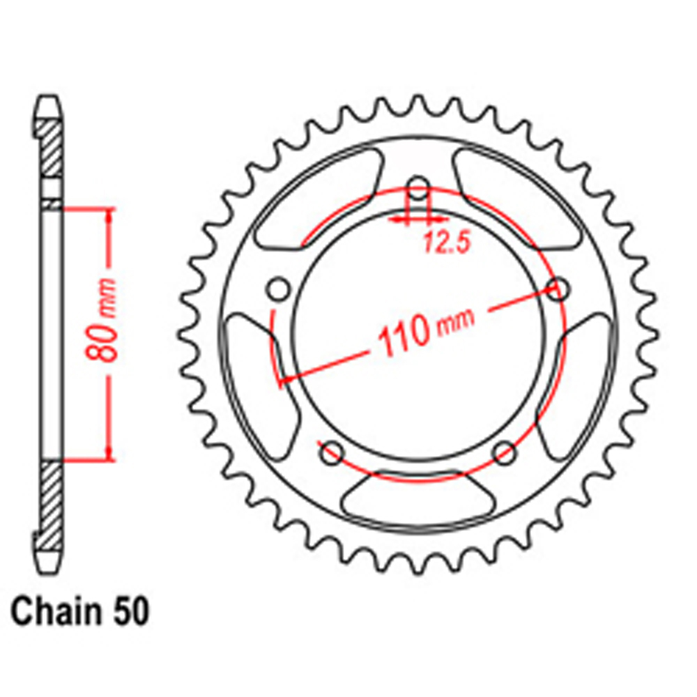 REAR SPROCKET - STEEL 43T 530P