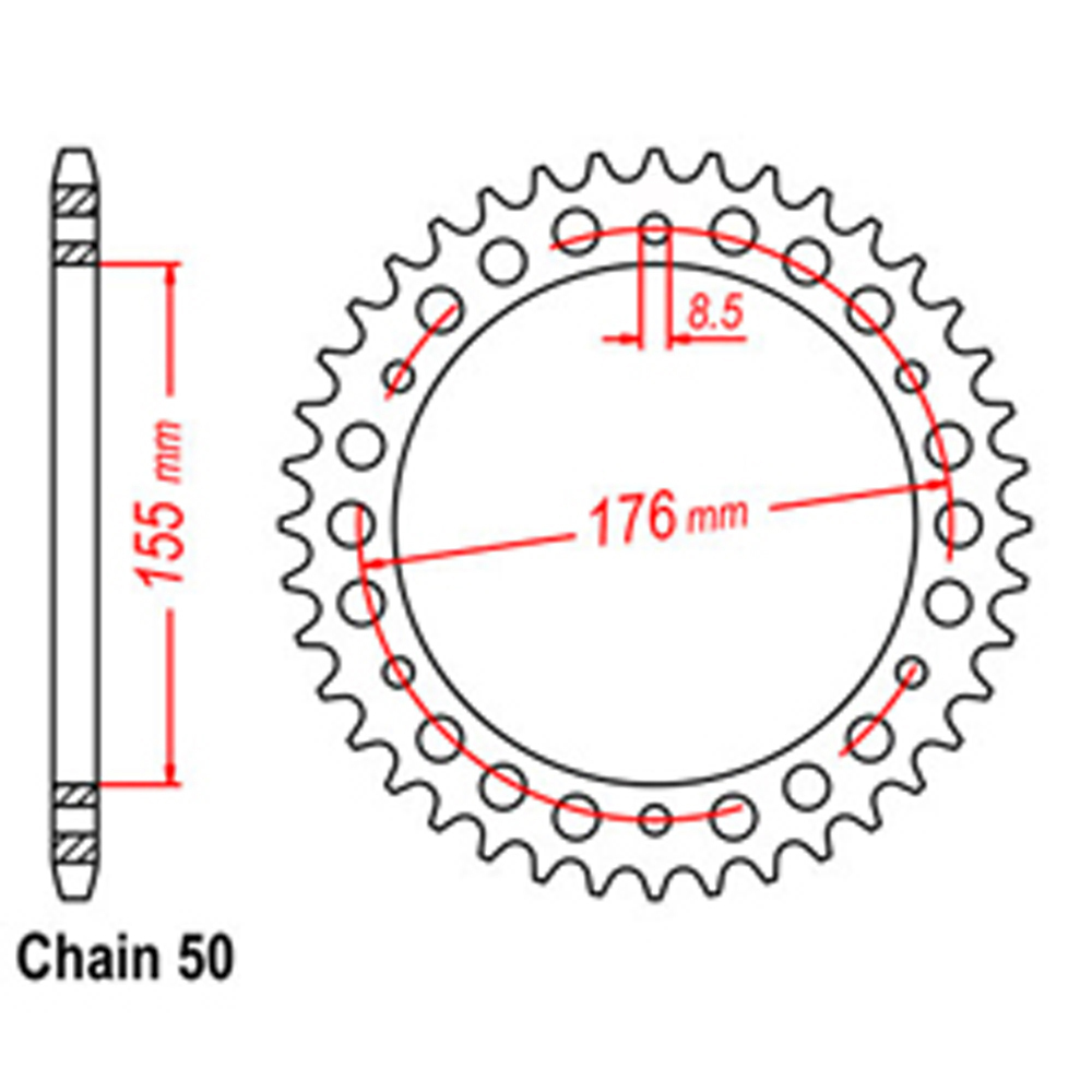 REAR SPROCKET - STEEL 42T 530P