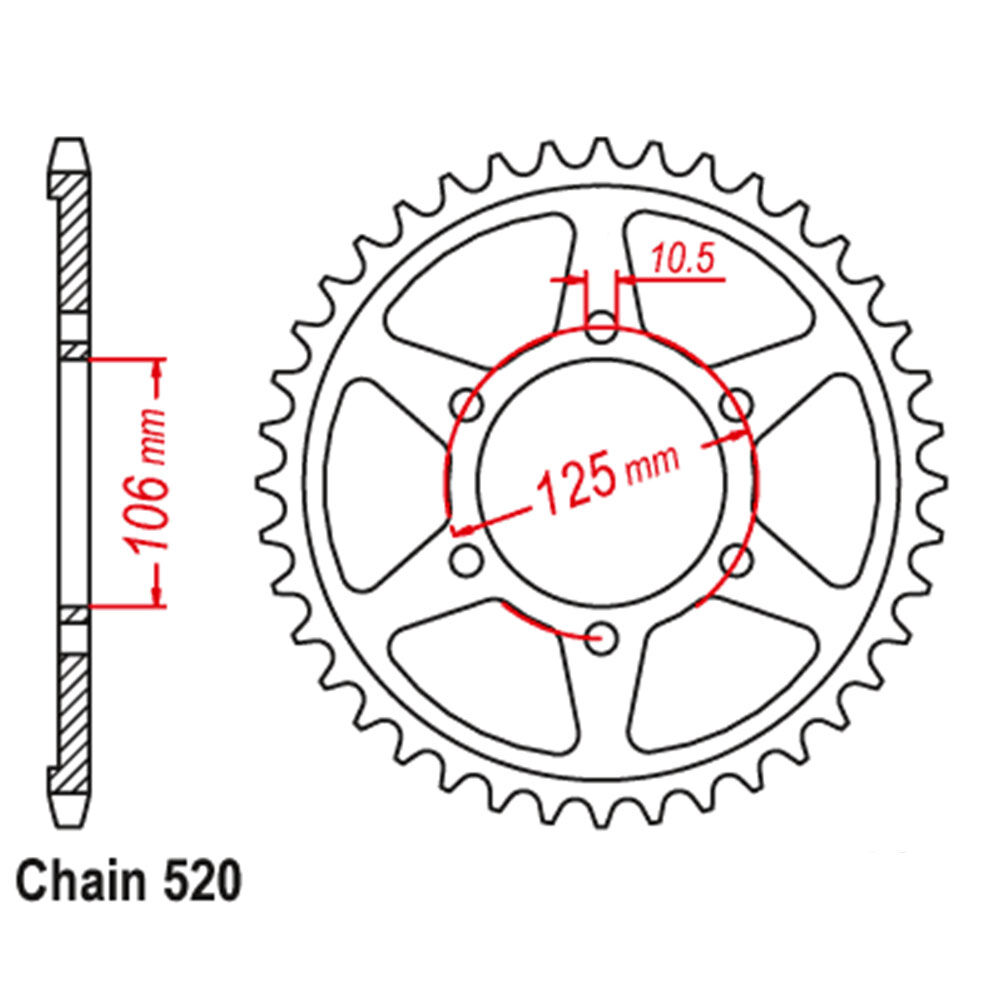 REAR SPROCKET - STEEL 51T 520P