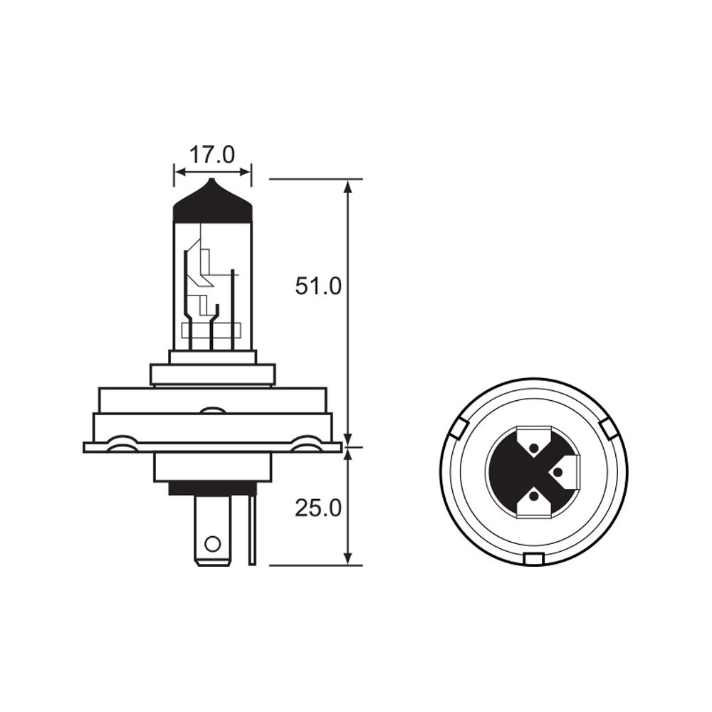 BULB - HALOGEN 12V 35/35W - H4 - P45T-41