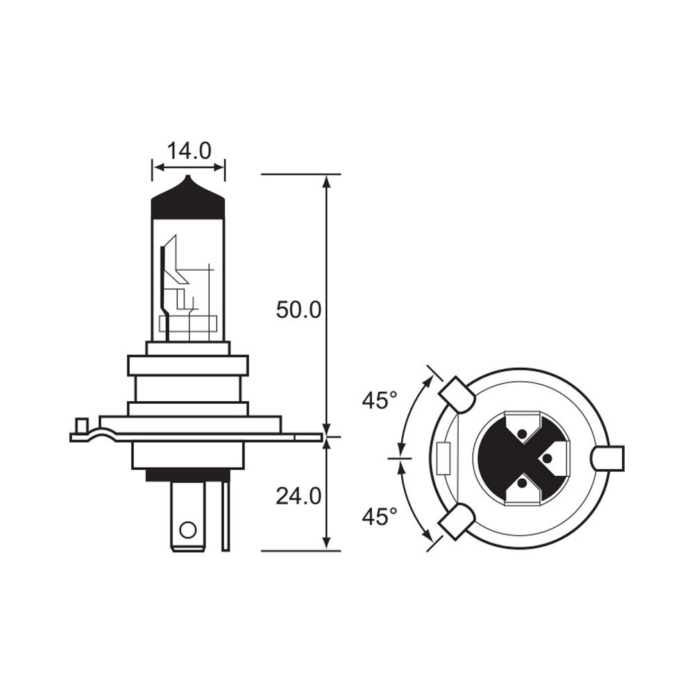 BULB - HALOGEN 12V 35/35W - H4 - P43T-38 ( ALT To HS1 PX43T )