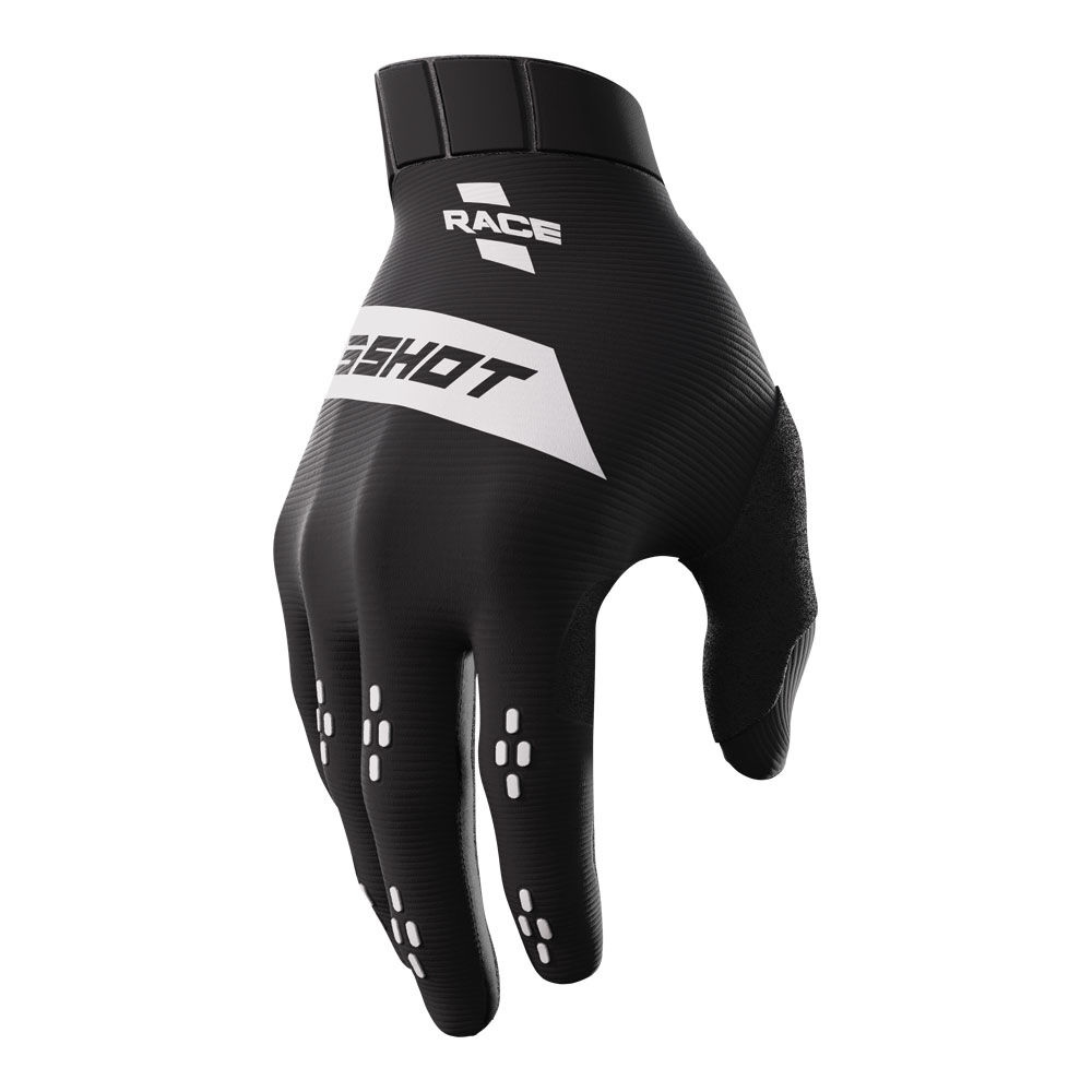 SHOT RACE GLOVES BLACK/WHITE 08/S