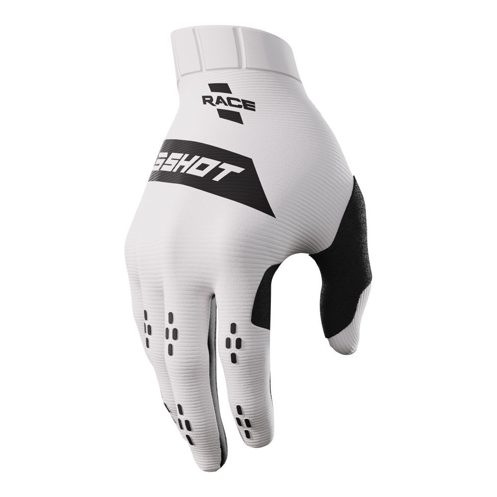 SHOT RACE GLOVES WHITE/BLACK 08/S