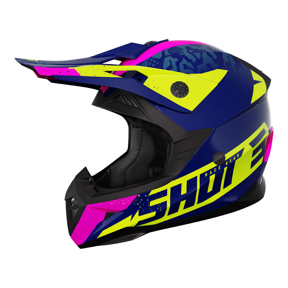 SHOT PULSE KIDS HELMET AIRFIT BLUE/NEON YEL/PINK S