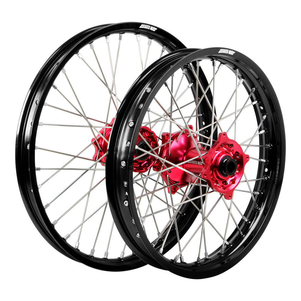 STATES MX WHEEL SET 17/14- BLK/RED/SIL -GAS GAS MC85 SW