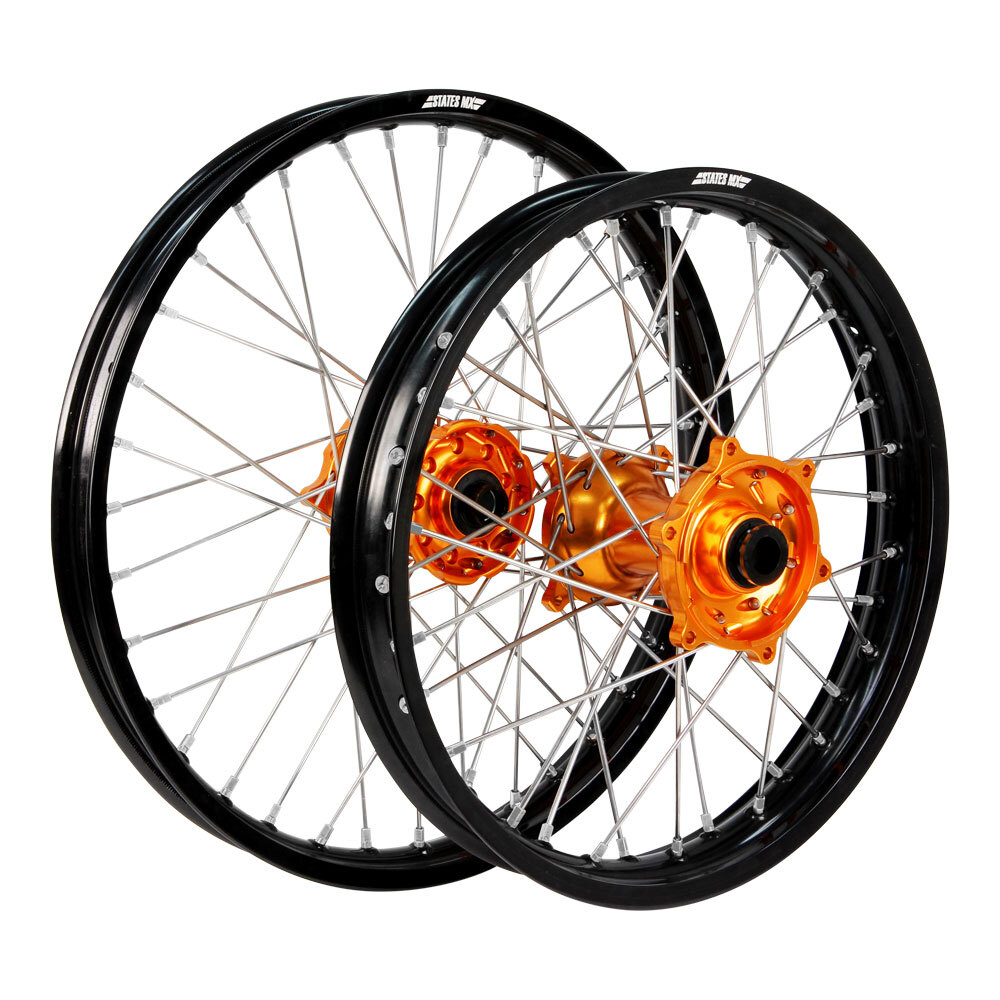 STATES MX WHEEL SET 21/18 - BLK/ORG/SIL - KTM EXC/EXC-F 03-23