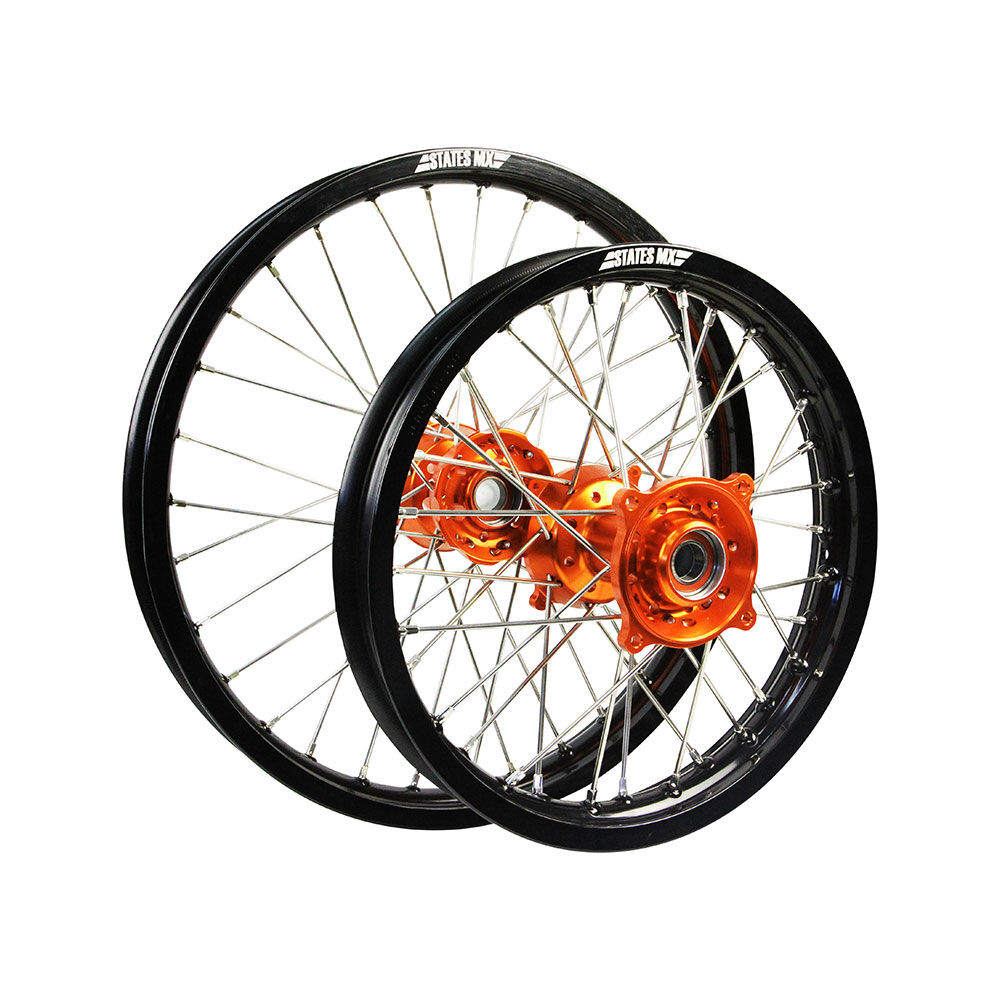 STATES MX WHEEL SET 19/16 - BLK/ORG/SIL - KTM 85SX BW 04-20
