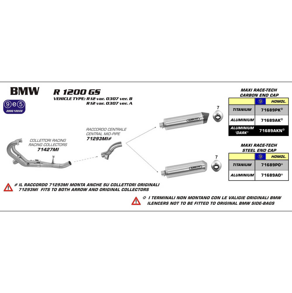 ARROW 71293MI [RAS]: LINK PIPE INOX RE #71689 SIL - BMW R1200GS 04>05